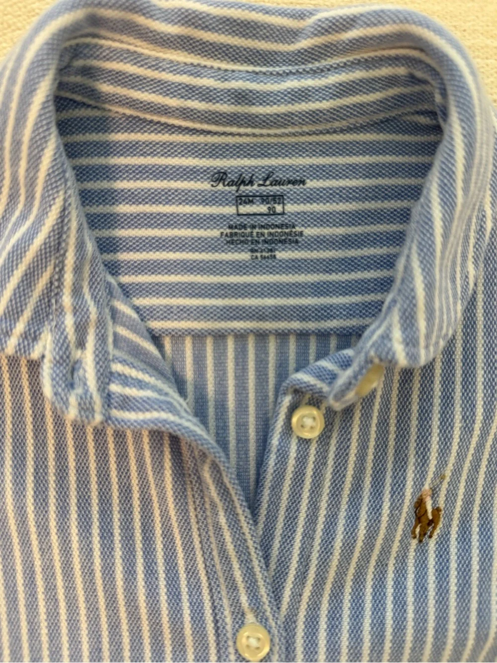 Ralph Lauren Girls Oxford Blue Stripe Piqué Polo Dress & Bloomers Size 24 months